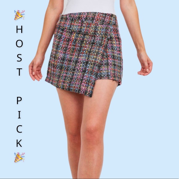 Dresses & Skirts - ❌DONATED❌Black Multicolor Tweed Plaid Print Wrap Skirt